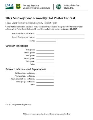 Picture of 2027 Smokey Bear & Woodsy Owl Poster Contest Local Chairperson's Accountability Report Form