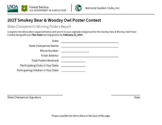 Picture of 2027 Smokey Bear & Woodsy Owl Poster Contest State Chairperson's Winning Posters Report