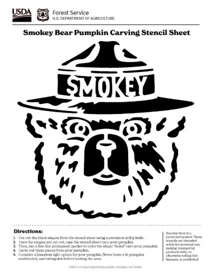 Picture of Smokey Bear Pumpkin Carving Stencil Sheet